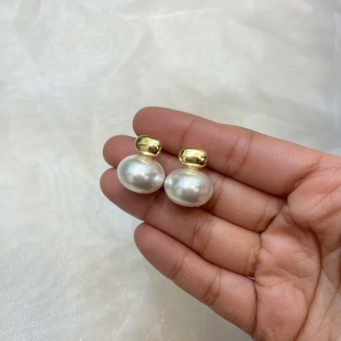 Pearl Dome Stud Earrings