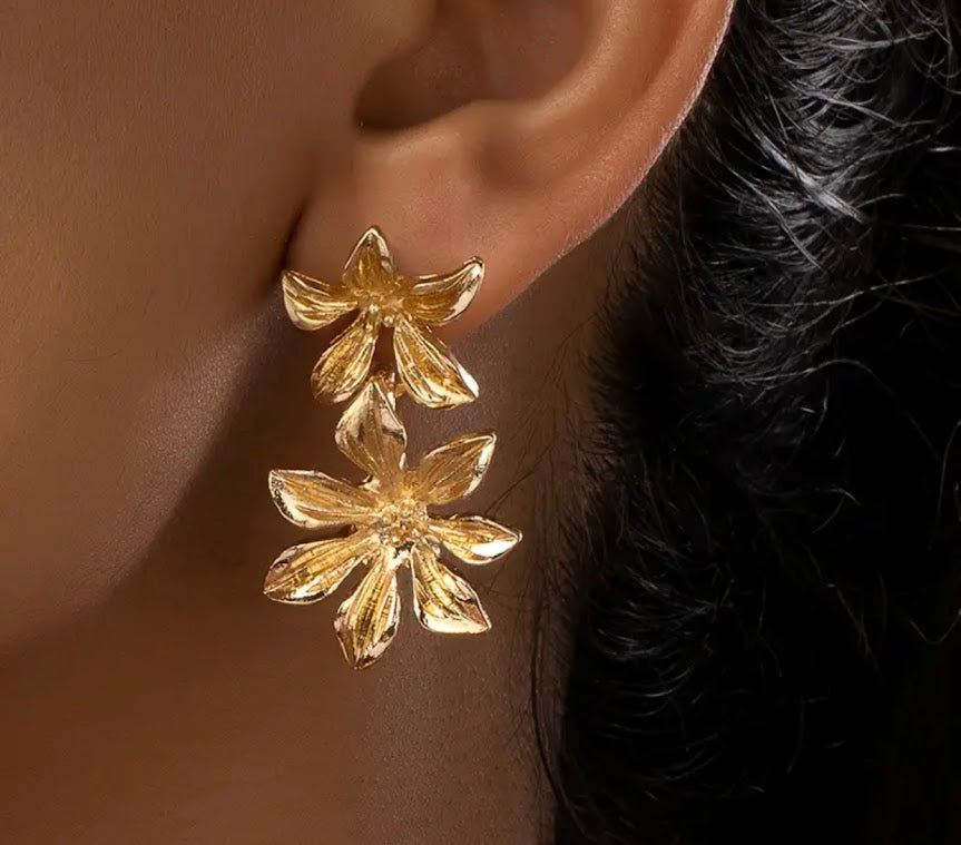 Sun Gold Flower Earrings