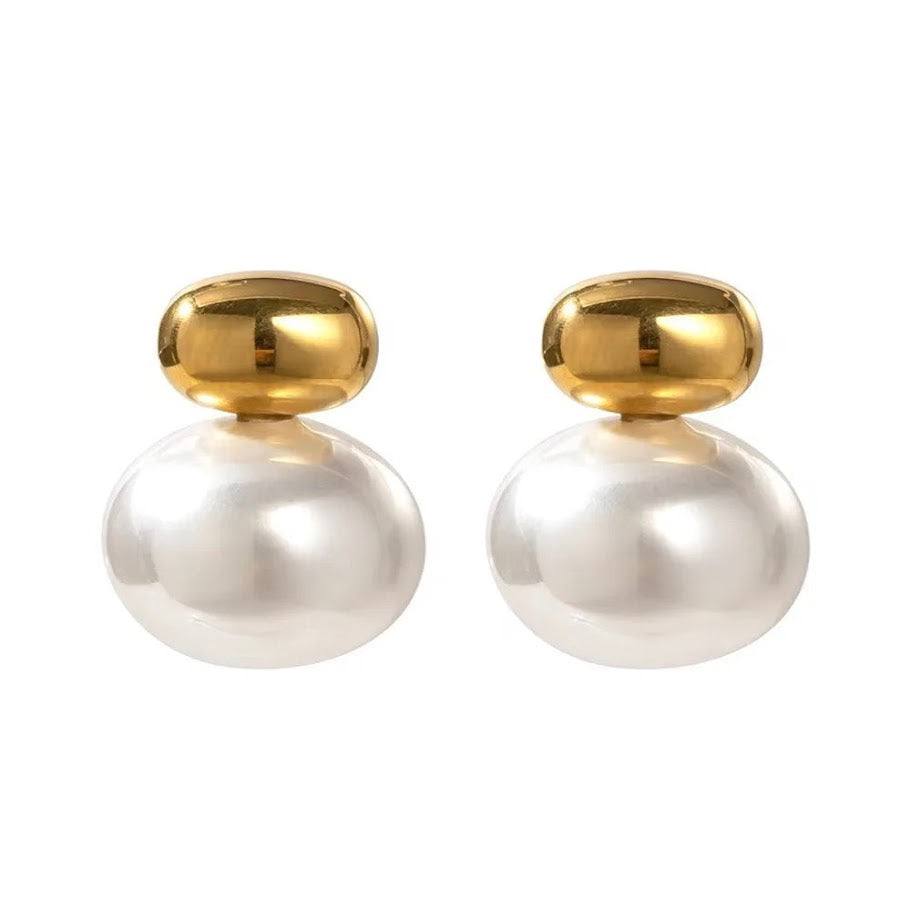 Pearl Dome Stud Earrings