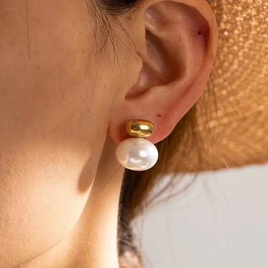 Pearl Dome Stud Earrings