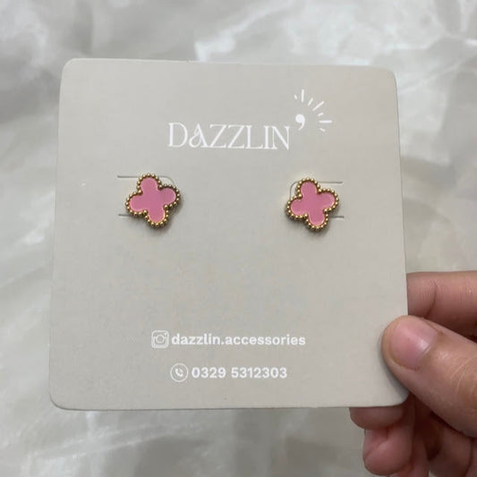 Pink Clover Earrings