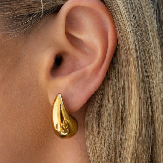 Tear Drop Gold Earrings